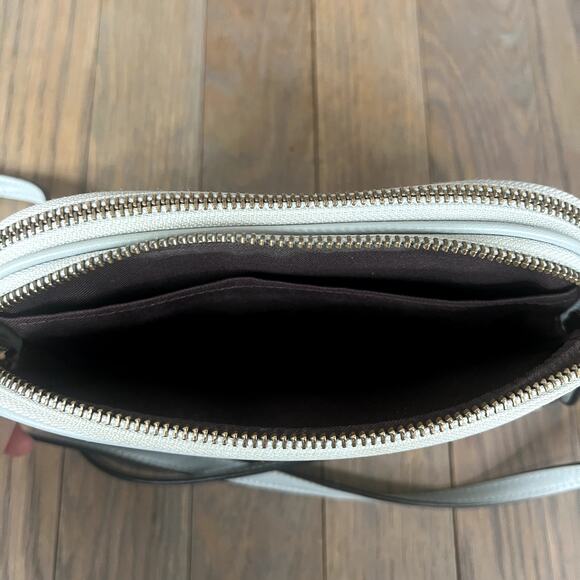 Coach Signature Rose Print Double Zip Crossbody Wristlet Bag Charcoal Sky 31855 - Picture 12 of 16